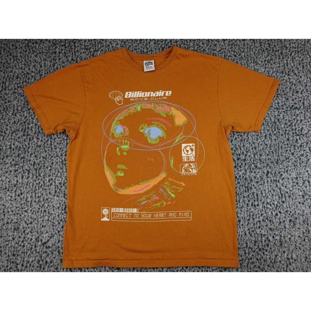 Billionaire Boys Club T-Shirt Mens XL Orange Graphic Connect Heart Mind Tee